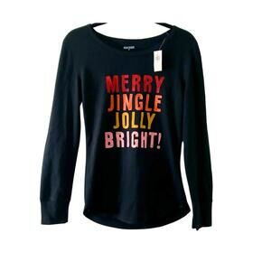 Old Navy Women's Black Long Sleeve Holiday Shirt - Size M